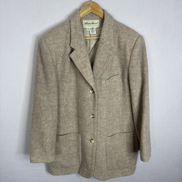 Eddie Bauer Jackets & Blazers - Vintage Eddie Bauer Women’s Wool Blazer Jacket Beige 100% Wool USA‎ Size L